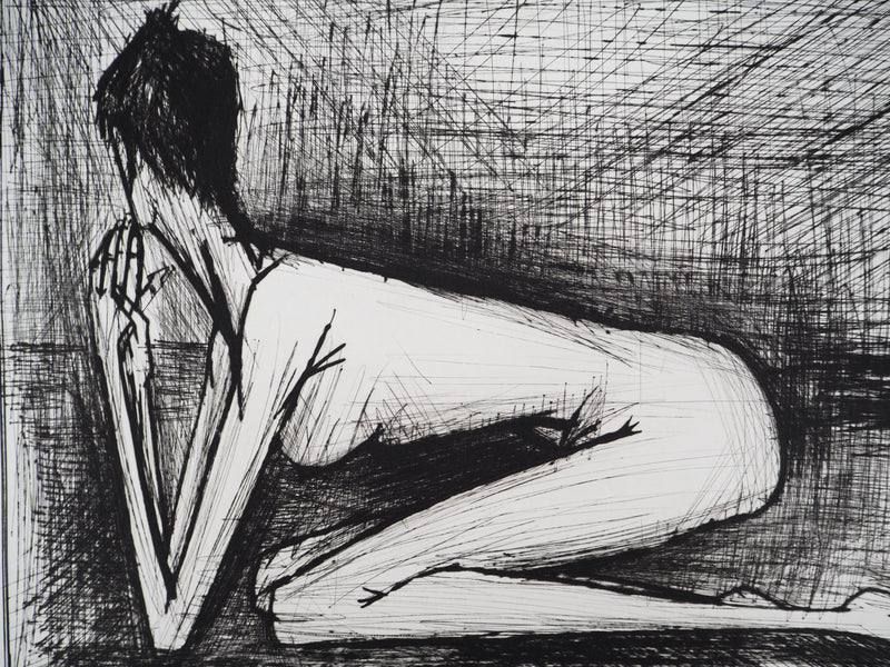 Bernard BUFFET : Nu accroupi, Gravure originale (photo de détail 5) - Crédit photo : Galerie Art.Paris