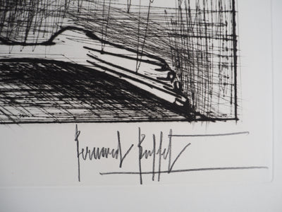 Bernard BUFFET : Nu accroupi, Gravure originale (photo de détail 2) - Crédit photo : Galerie Art.Paris