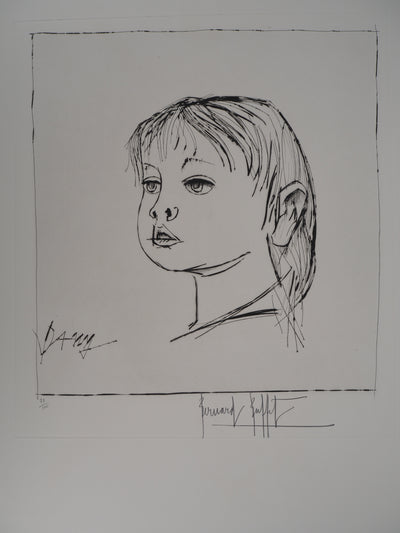 Bernard BUFFET : Dany, Portrait d'enfan, Gravure originale (vue générale) - Crédit photo : Galerie Art.Paris