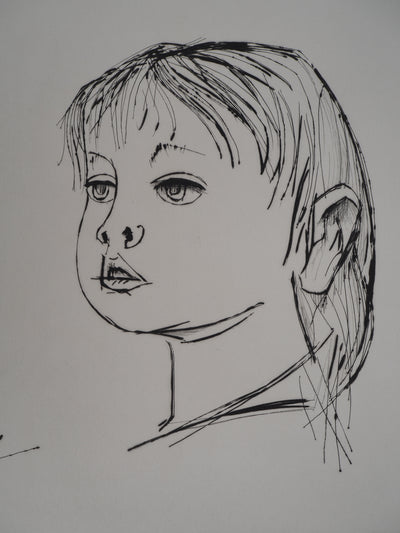 Bernard BUFFET : Dany, Portrait d'enfan, Gravure originale (photo de détail 4) - Crédit photo : Galerie Art.Paris