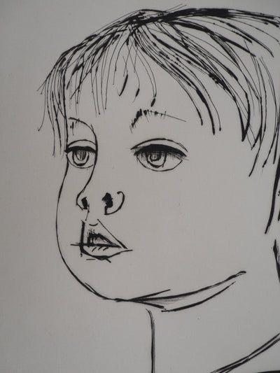 Bernard BUFFET : Dany, Portrait d'enfan, Gravure originale (photo de détail 5) - Crédit photo : Galerie Art.Paris