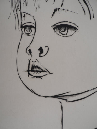 Bernard BUFFET : Dany, Portrait d'enfan, Gravure originale (photo de détail 6) - Crédit photo : Galerie Art.Paris