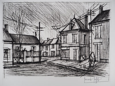 Bernard BUFFET : Méru, la Place, Gravure originale (photo de détail 3) - Crédit photo : Galerie Art.Paris