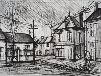 Bernard BUFFET : Méru, la Place, Gravure originale (photo de détail 4) - Crédit photo : Galerie Art.Paris