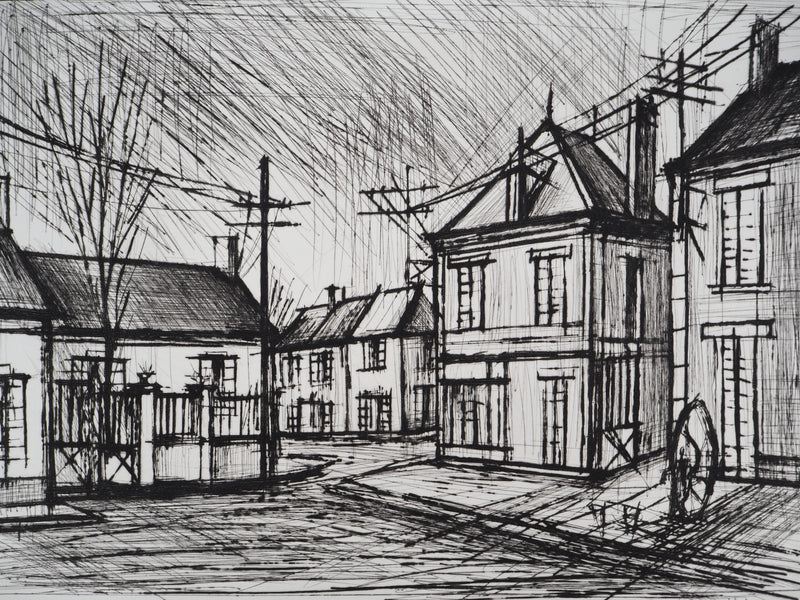 Bernard BUFFET : Méru, la Place, Gravure originale (photo de détail 4) - Crédit photo : Galerie Art.Paris