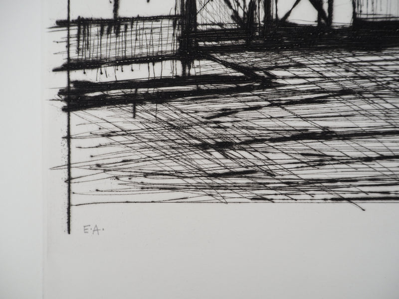 Bernard BUFFET : Méru, la Place, Gravure originale (photo de détail 8) - Crédit photo : Galerie Art.Paris