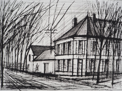 Bernard BUFFET : Bonville, la route de Paris, Gravure originale (photo de détail 4) - Crédit photo : Galerie Art.Paris