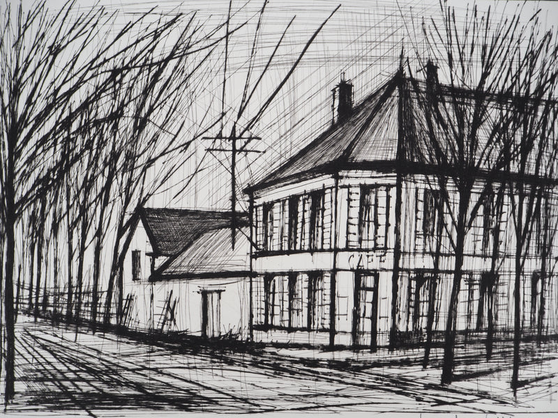 Bernard BUFFET : Bonville, la route de Paris, Gravure originale (photo de détail 4) - Crédit photo : Galerie Art.Paris