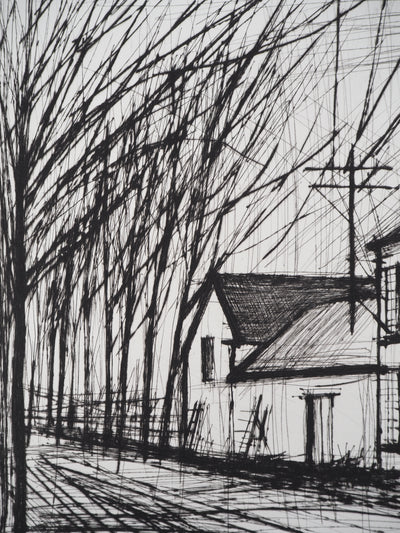 Bernard BUFFET : Bonville, la route de Paris, Gravure originale (photo de détail 7) - Crédit photo : Galerie Art.Paris