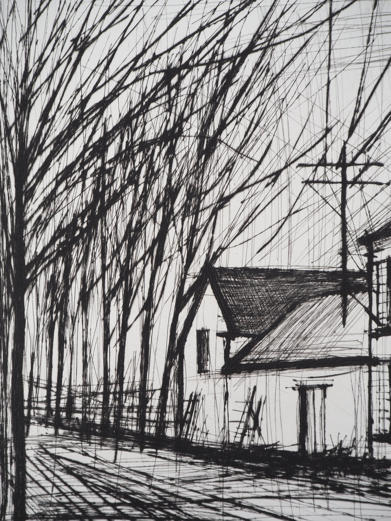 Bernard BUFFET : Bonville, la route de Paris, Gravure originale (photo de détail 7) - Crédit photo : Galerie Art.Paris