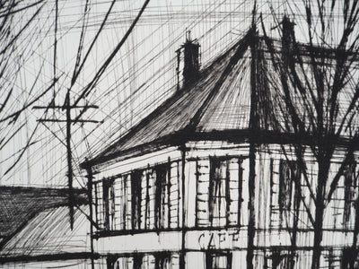 Bernard BUFFET : Bonville, la route de Paris, Gravure originale (photo de détail 5) - Crédit photo : Galerie Art.Paris