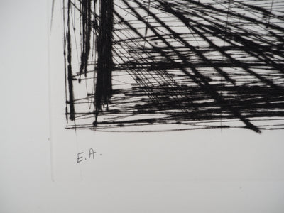 Bernard BUFFET : Bonville, la route de Paris, Gravure originale (photo de détail 8) - Crédit photo : Galerie Art.Paris