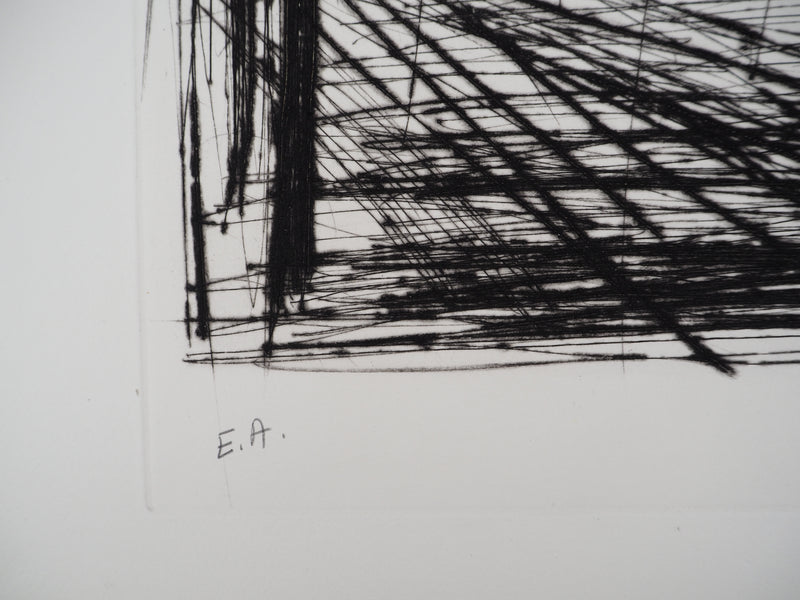 Bernard BUFFET : Bonville, la route de Paris, Gravure originale (photo de détail 8) - Crédit photo : Galerie Art.Paris