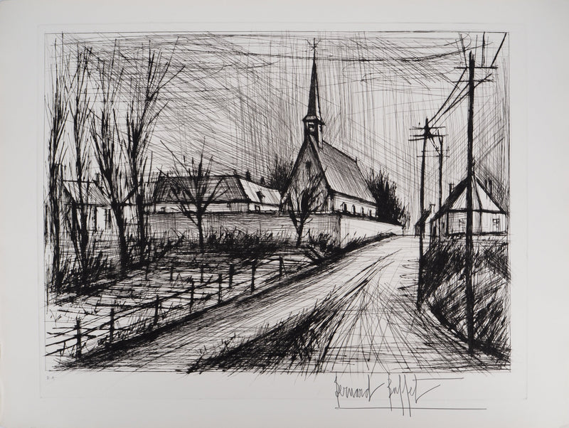 Bernard BUFFET : Villeneuve Saint-Georges, Gravure originale (vue générale) - Crédit photo : Galerie Art.Paris