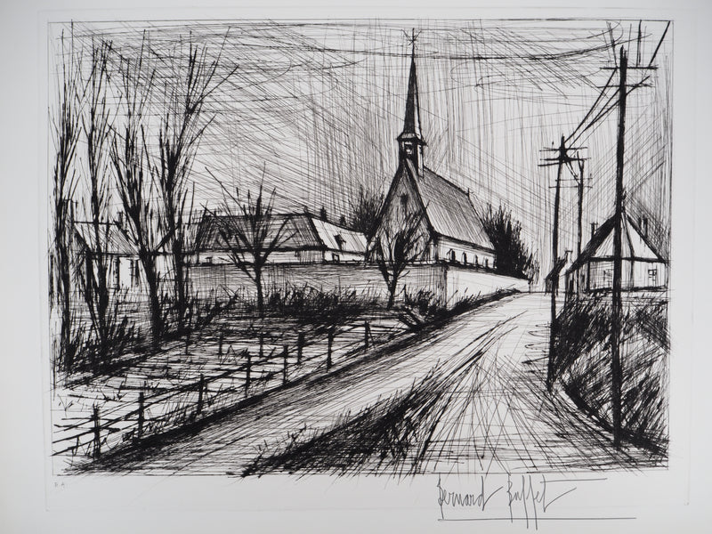 Bernard BUFFET : Villeneuve Saint-Georges, Gravure originale (photo de détail 3) - Crédit photo : Galerie Art.Paris
