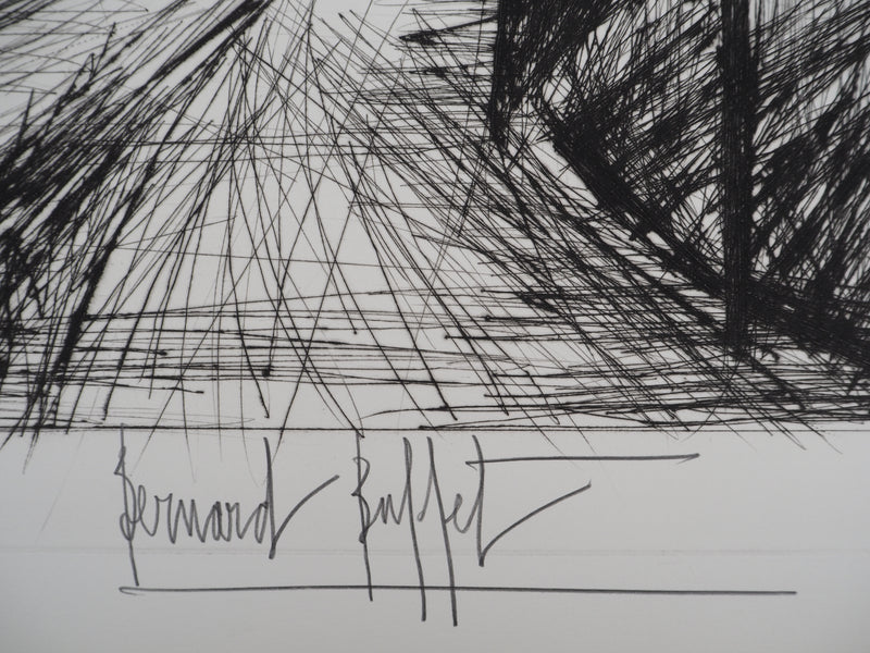 Bernard BUFFET : Villeneuve Saint-Georges, Gravure originale (photo de détail 2) - Crédit photo : Galerie Art.Paris