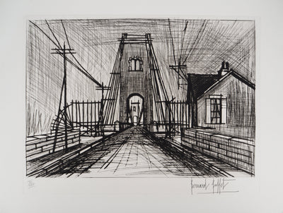 Bernard BUFFET : Pont sur le Blavet, Gravure originale (vue générale) - Crédit photo : Galerie Art.Paris