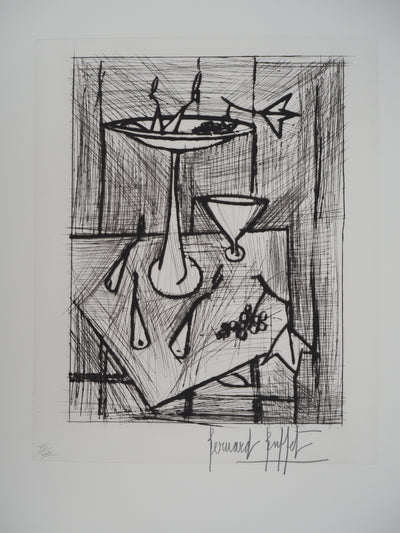Bernard BUFFET : Nature morte au compotier, Gravure originale (vue générale) - Crédit photo : Galerie Art.Paris