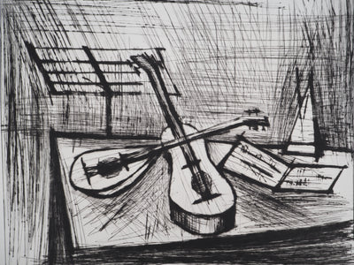 Bernard BUFFET : Nature morte aux instruments de musique, Gravure originale (photo de détail 4) - Crédit photo : Galerie Art.Paris