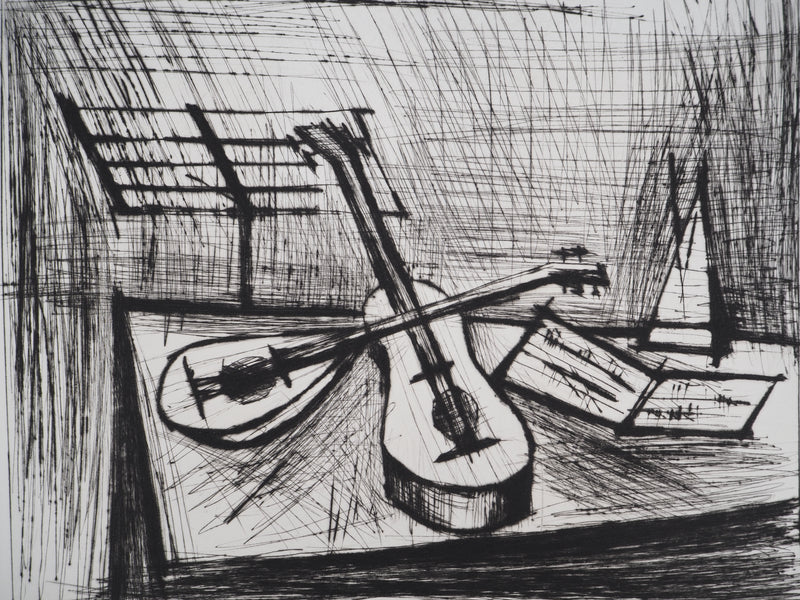 Bernard BUFFET : Nature morte aux instruments de musique, Gravure originale (photo de détail 4) - Crédit photo : Galerie Art.Paris