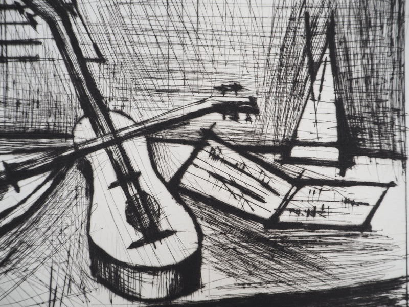 Bernard BUFFET : Nature morte aux instruments de musique, Gravure originale (photo de détail 6) - Crédit photo : Galerie Art.Paris