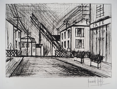 Bernard BUFFET : Le passage à niveau, Gravure originale (photo de détail 3) - Crédit photo : Galerie Art.Paris