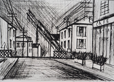 Bernard BUFFET : Le passage à niveau, Gravure originale (photo de détail 4) - Crédit photo : Galerie Art.Paris