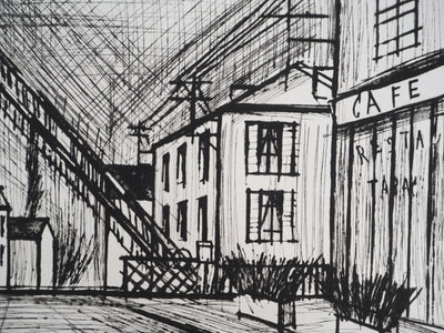 Bernard BUFFET : Le passage à niveau, Gravure originale (photo de détail 6) - Crédit photo : Galerie Art.Paris