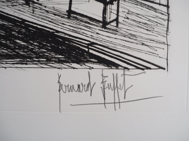 Bernard BUFFET : Le passage à niveau, Gravure originale (photo de détail 2) - Crédit photo : Galerie Art.Paris