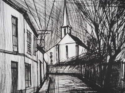Bernard BUFFET : Senlis, l'église, Gravure originale (photo de détail 5) - Crédit photo : Galerie Art.Paris