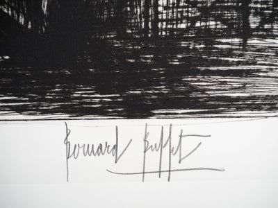 Bernard BUFFET : Senlis, l'église, Gravure originale (photo de détail 2) - Crédit photo : Galerie Art.Paris