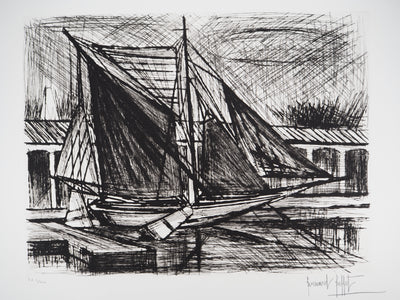 Bernard BUFFET : La barge flamande, Gravure originale (photo de détail 3) - Crédit photo : Galerie Art.Paris