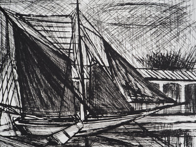 Bernard BUFFET : La barge flamande, Gravure originale (photo de détail 5) - Crédit photo : Galerie Art.Paris