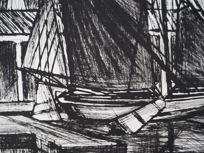 Bernard BUFFET : La barge flamande, Gravure originale (photo de détail 6) - Crédit photo : Galerie Art.Paris