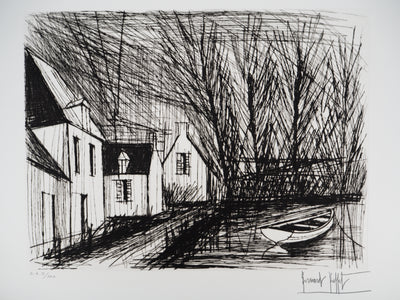 Bernard BUFFET : Maisons bretonnes, Gravure originale (photo de détail 3) - Crédit photo : Galerie Art.Paris