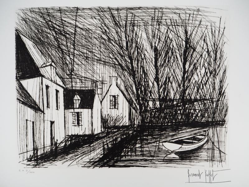 Bernard BUFFET : Maisons bretonnes, Gravure originale (photo de détail 3) - Crédit photo : Galerie Art.Paris