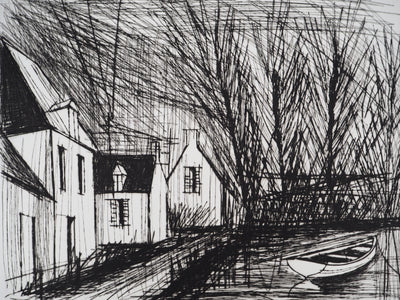 Bernard BUFFET : Maisons bretonnes, Gravure originale (photo de détail 4) - Crédit photo : Galerie Art.Paris