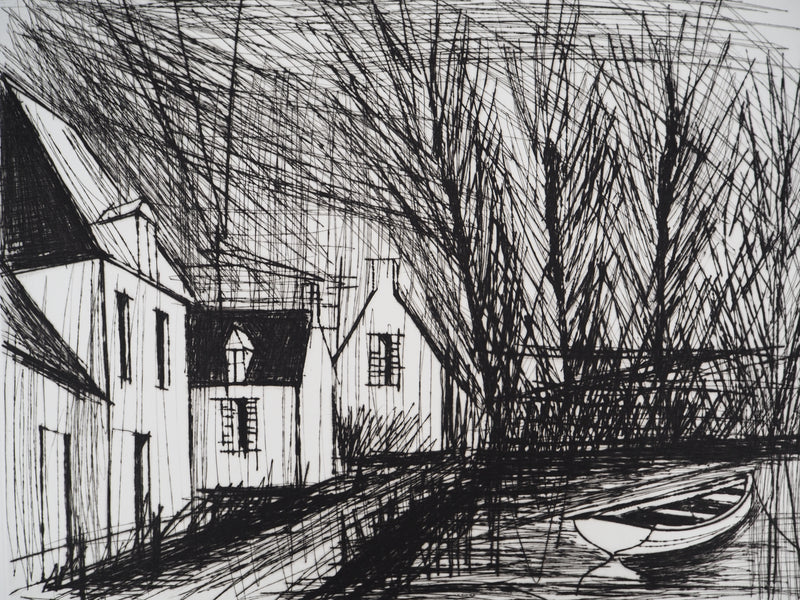 Bernard BUFFET : Maisons bretonnes, Gravure originale (photo de détail 4) - Crédit photo : Galerie Art.Paris
