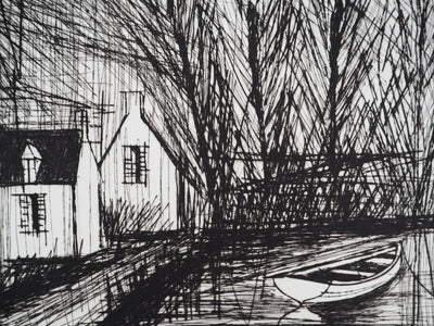 Bernard BUFFET : Maisons bretonnes, Gravure originale (photo de détail 5) - Crédit photo : Galerie Art.Paris
