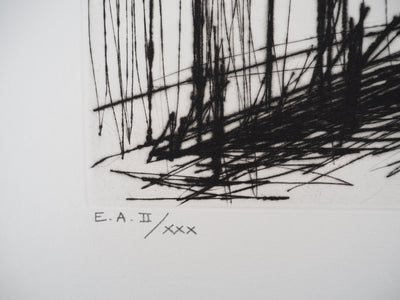Bernard BUFFET : Maisons bretonnes, Gravure originale (photo de détail 8) - Crédit photo : Galerie Art.Paris