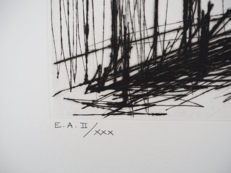 Bernard BUFFET : Maisons bretonnes, Gravure originale (photo de détail 8) - Crédit photo : Galerie Art.Paris