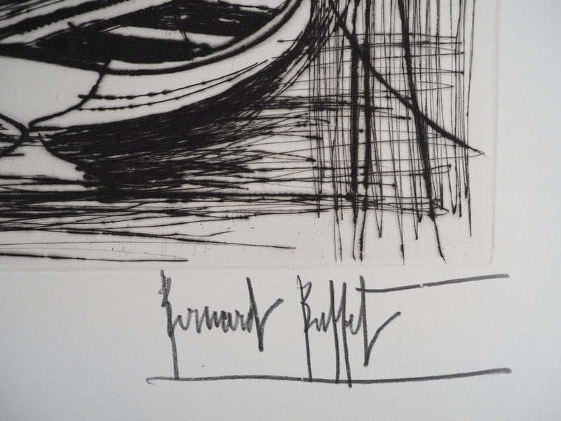 Bernard BUFFET : Maisons bretonnes, Gravure originale (photo de détail 2) - Crédit photo : Galerie Art.Paris