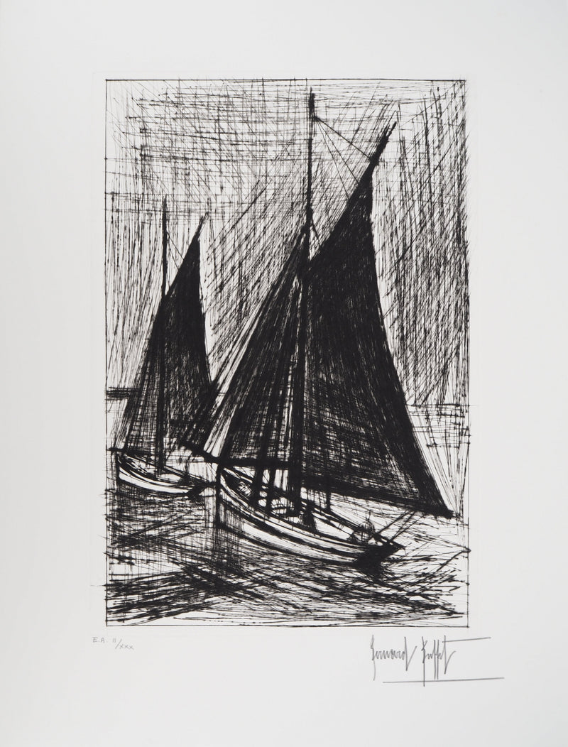 Bernard BUFFET : Les voiles noires, Gravure originale (photo de détail 5) - Crédit photo : Galerie Art.Paris