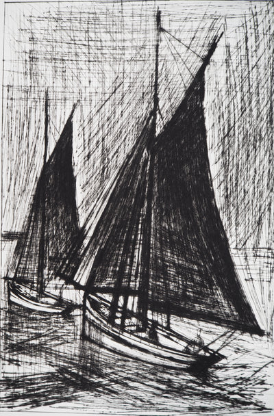 Bernard BUFFET : Les voiles noires, Gravure originale (photo de détail 6) - Crédit photo : Galerie Art.Paris