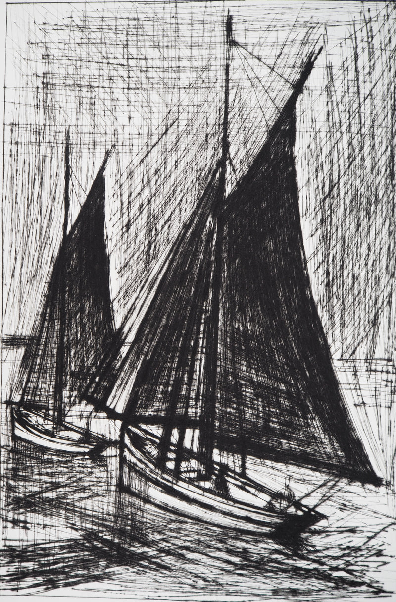 Bernard BUFFET : Les voiles noires, Gravure originale (photo de détail 6) - Crédit photo : Galerie Art.Paris