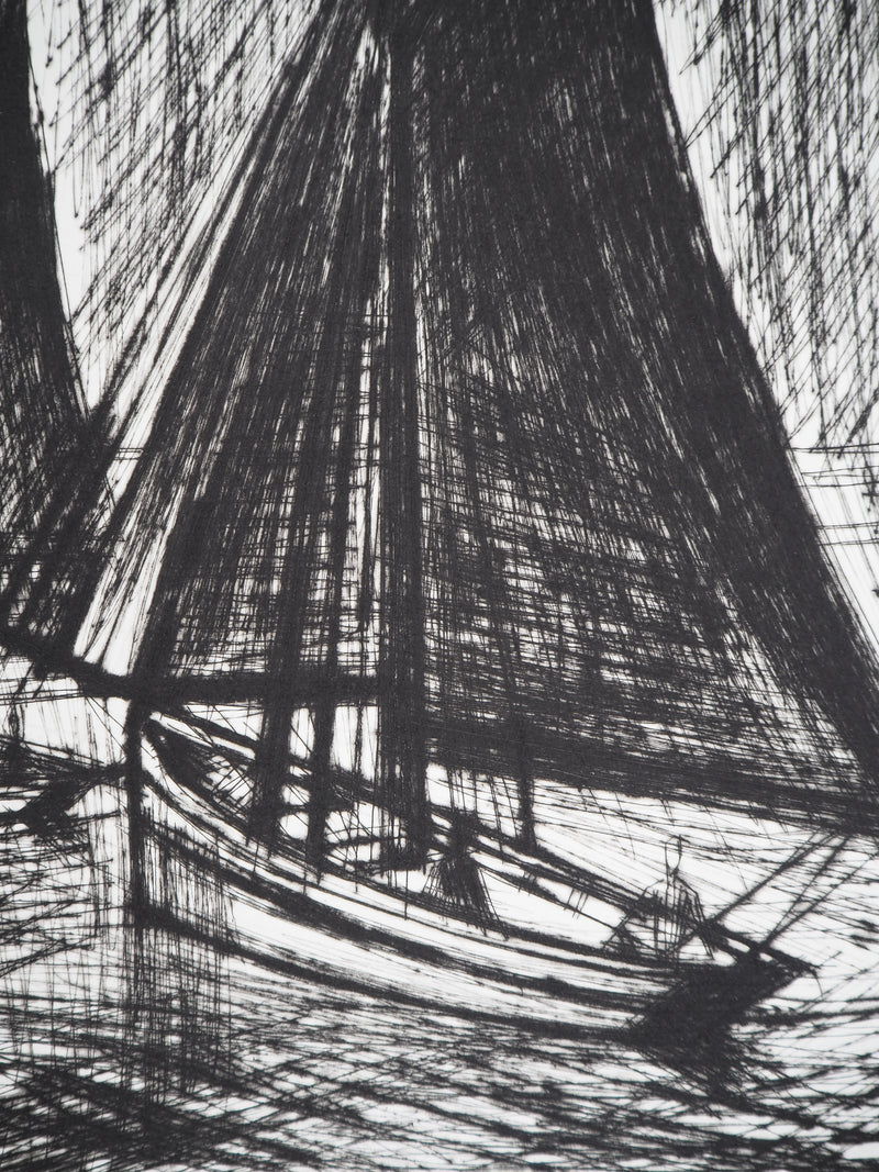 Bernard BUFFET : Les voiles noires, Gravure originale (photo de détail 3) - Crédit photo : Galerie Art.Paris