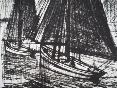 Bernard BUFFET : Les voiles noires, Gravure originale (photo de détail 4) - Crédit photo : Galerie Art.Paris