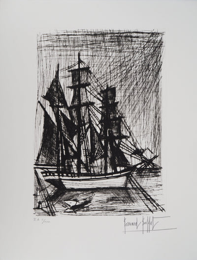 Bernard BUFFET : Voilier, Terre-Neuvas, Gravure originale (vue générale) - Crédit photo : Galerie Art.Paris