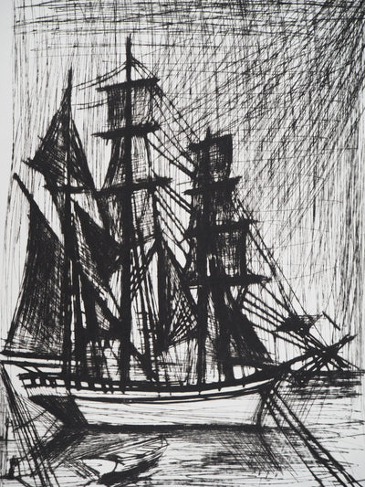 Bernard BUFFET : Voilier, Terre-Neuvas, Gravure originale (photo de détail 4) - Crédit photo : Galerie Art.Paris