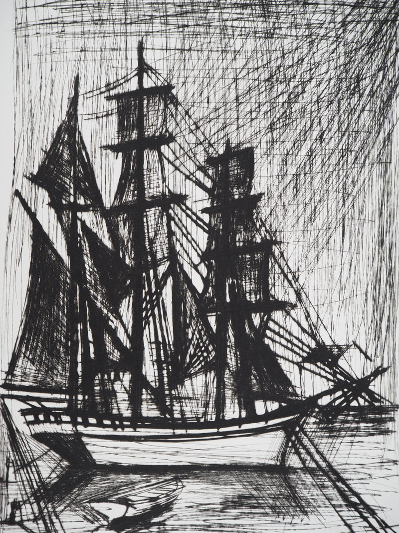Bernard BUFFET : Voilier, Terre-Neuvas, Gravure originale (photo de détail 4) - Crédit photo : Galerie Art.Paris